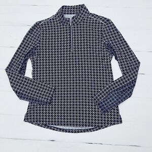 nivo golf sports active 1/4 zip long mesh sleeves shirt top navy/white medium